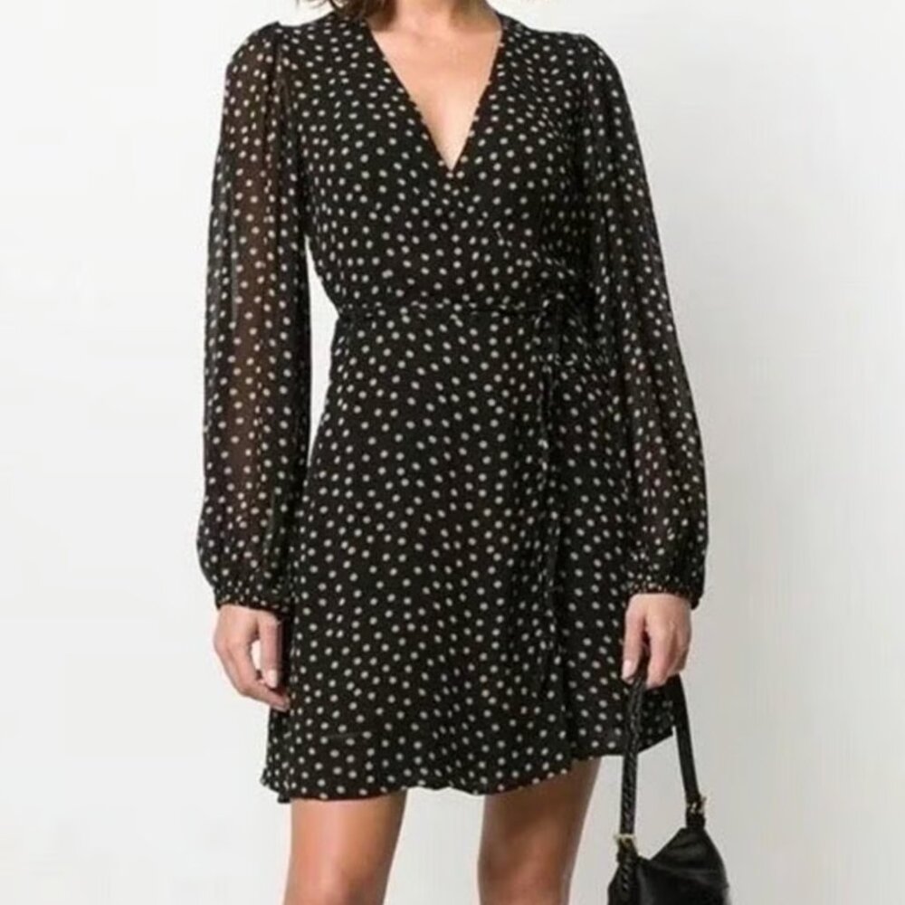 Ganni Polka dot Georgette Mini Wrap Dress